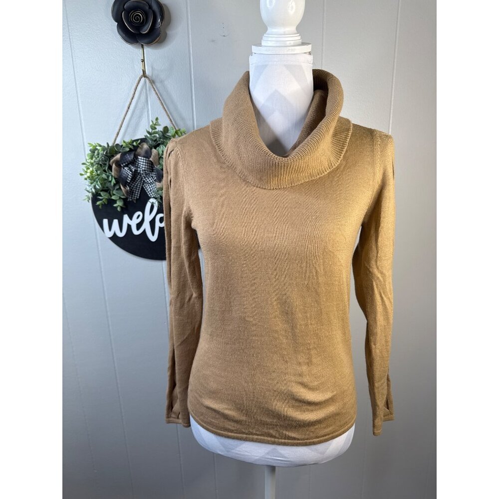 Colette Mordo Womens Beige Ribbed Turtleneck Sweater S FLAW